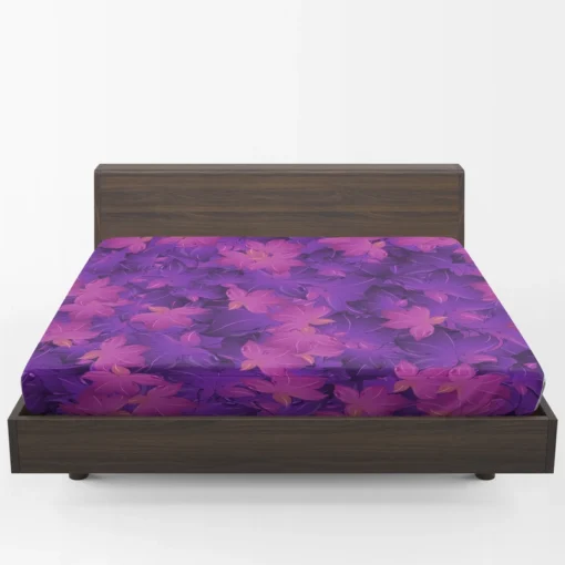 Maple Leafy Purple Design Fitted Sheet 1