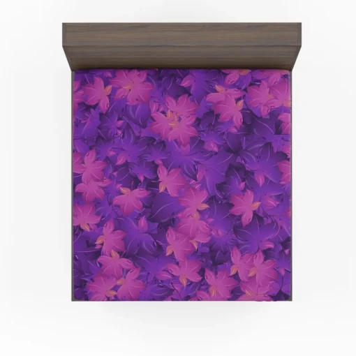 Maple Leafy Purple Design Fitted Sheet