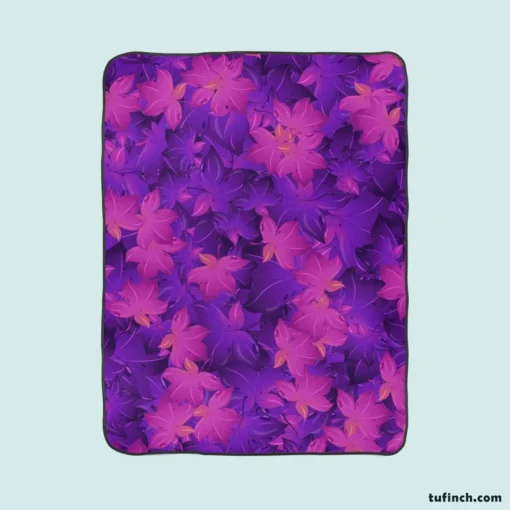 Maple Leafy Purple Design Fleece Blanket 1