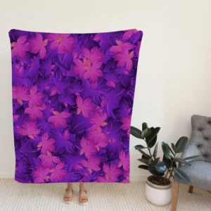 Maple Leafy Purple Design Fleece Blanket