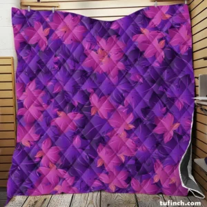 Maple Leafy Purple Design Quilt Blanket