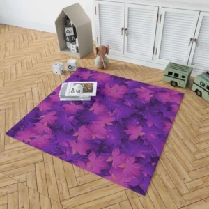 Maple Leafy Purple Design Rug 1