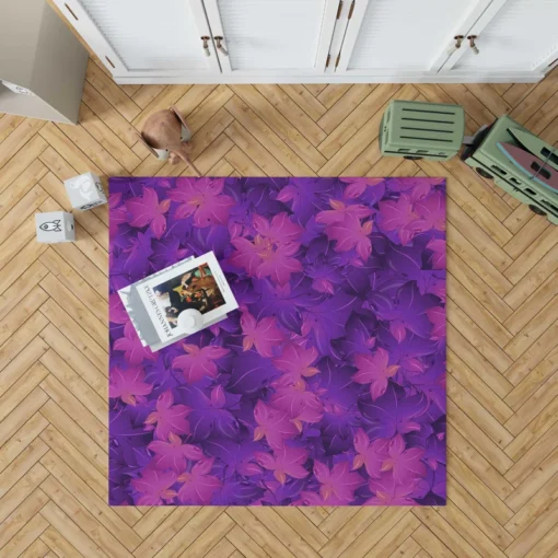 Maple Leafy Purple Design Rug