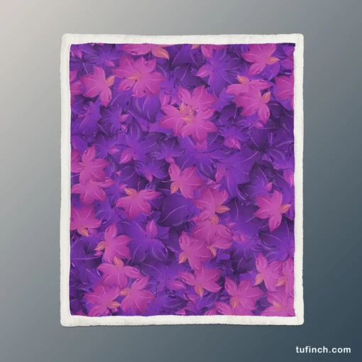 Maple Leafy Purple Design Sherpa Fleece Blanket 1