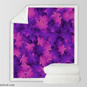 Maple Leafy Purple Design Sherpa Fleece Blanket