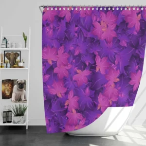 Maple Leafy Purple Design Shower Curtain