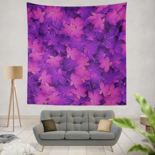 Maple Leafy Purple Design Wall Tapestry