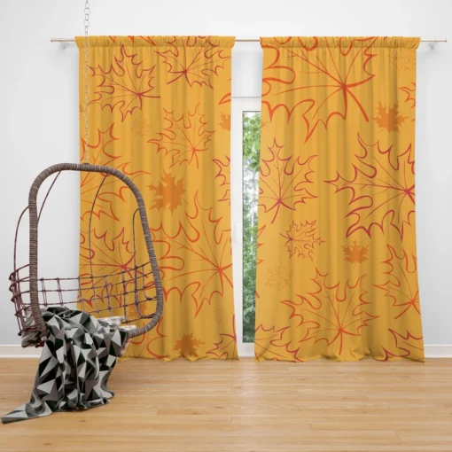 Maple Leaves Fall Botanical Design Curtain