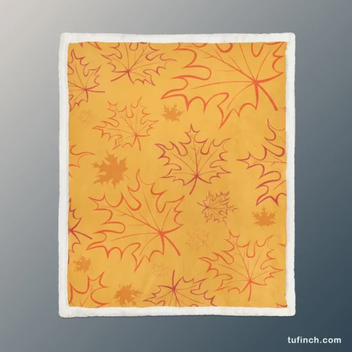 Maple Leaves Fall Botanical Design Sherpa Fleece Blanket 1