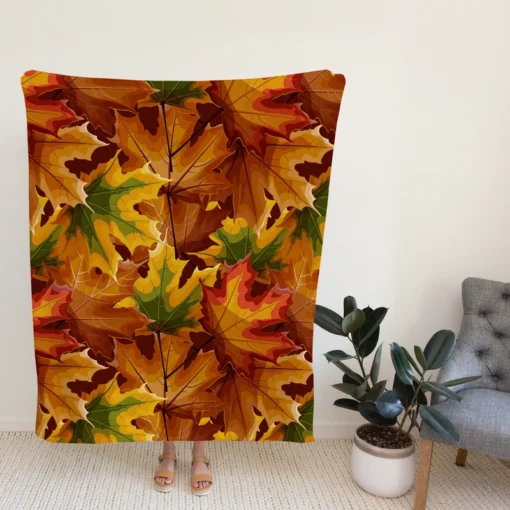 Maple Leaves Fall Pattern Fleece Blanket