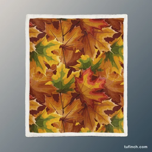 Maple Leaves Fall Pattern Sherpa Fleece Blanket 1