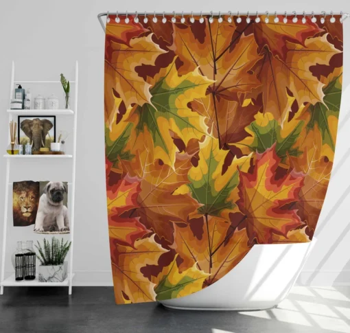 Maple Leaves Fall Pattern Shower Curtain