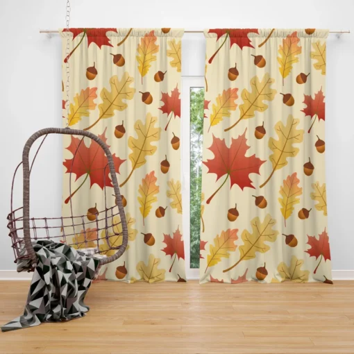 Maple Leaves Seamless Pattern Curtain