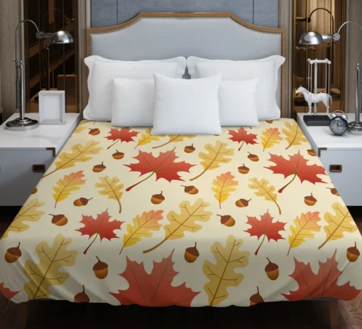 Maple Leaves Seamless Pattern Duvet Cover