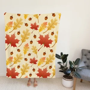 Maple Leaves Seamless Pattern Fleece Blanket