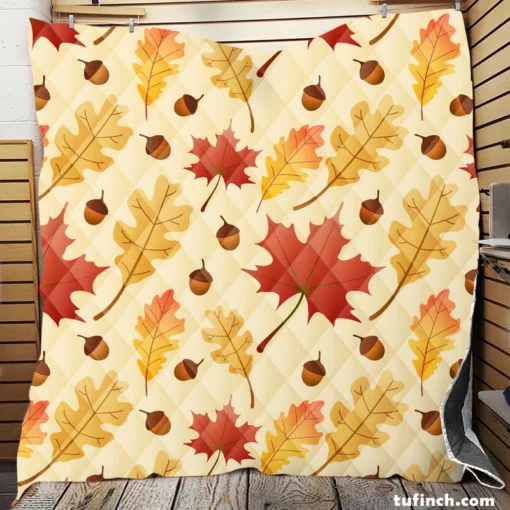 Maple Leaves Seamless Pattern Quilt Blanket