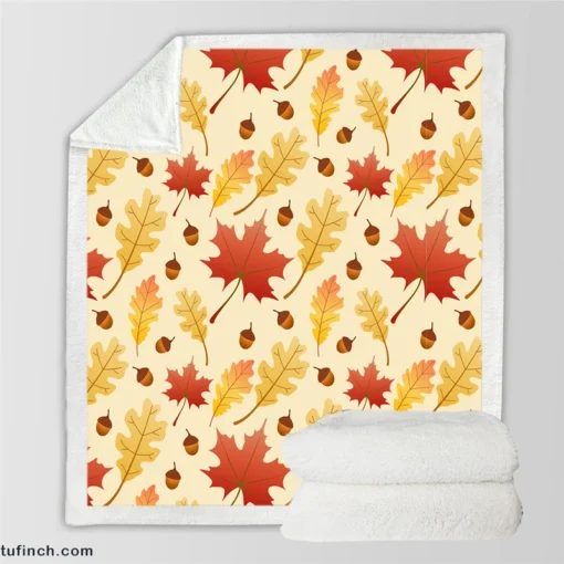 Maple Leaves Seamless Pattern Sherpa Fleece Blanket