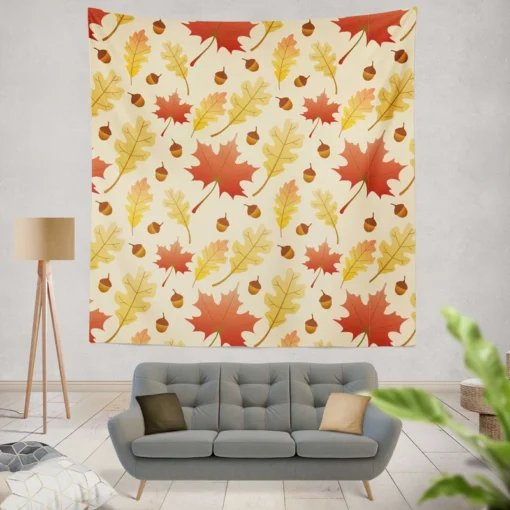 Maple Leaves Seamless Pattern Wall Tapestry