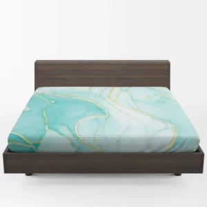 Marble Blue Watercolor Gold Fitted Sheet 1