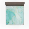 Marble Blue Watercolor Gold Fitted Sheet