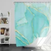 Marble Blue Watercolor Gold Shower Curtain