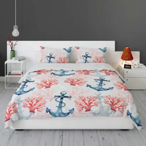 Marine Anchor Surrounded By Sea Corals Bedding Set 1