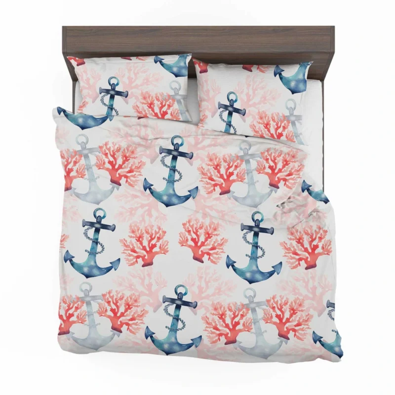 Marine Anchor Surrounded By Sea Corals Bedding Set 2