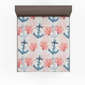 Marine Anchor Surrounded By Sea Corals Fitted Sheet