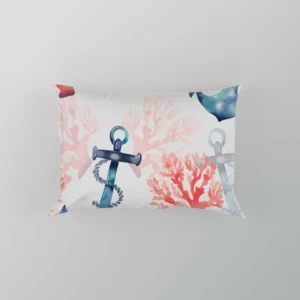 Marine Anchor Surrounded By Sea Corals Pillow Case