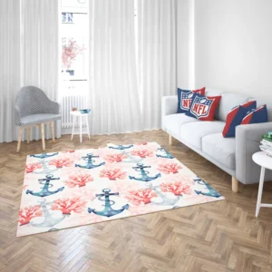 Marine Anchor Surrounded By Sea Corals Rug 2