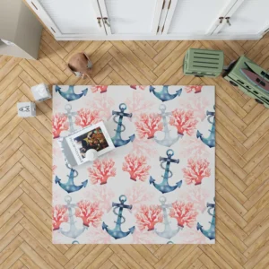 Marine Anchor Surrounded By Sea Corals Rug