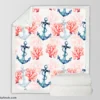 Marine Anchor Surrounded By Sea Corals Sherpa Fleece Blanket