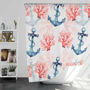 Marine Anchor Surrounded By Sea Corals Shower Curtain