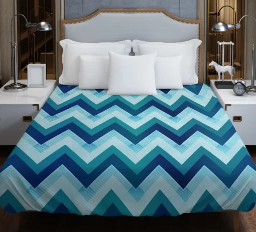 Marine Color Zigzag Pattern Duvet Cover