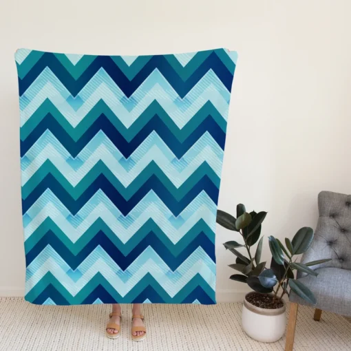 Marine Color Zigzag Pattern Fleece Blanket