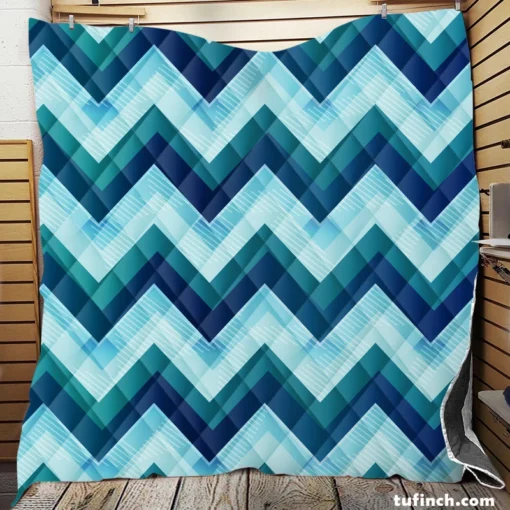 Marine Color Zigzag Pattern Quilt Blanket