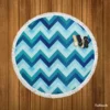 Marine Color Zigzag Pattern Round Beach Towel