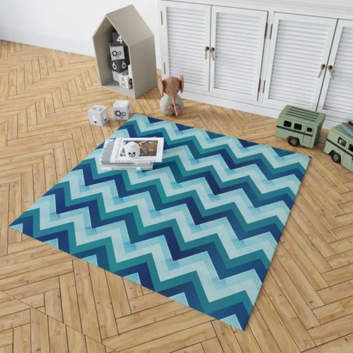 Marine Color Zigzag Pattern Rug 1