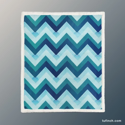 Marine Color Zigzag Pattern Sherpa Fleece Blanket 1