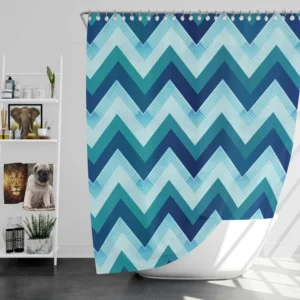 Marine Color Zigzag Pattern Shower Curtain