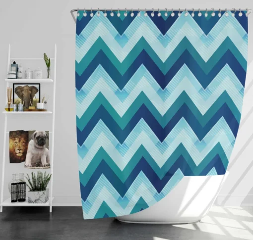 Marine Color Zigzag Pattern Shower Curtain