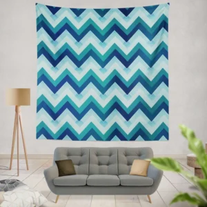 Marine Color Zigzag Pattern Wall Tapestry