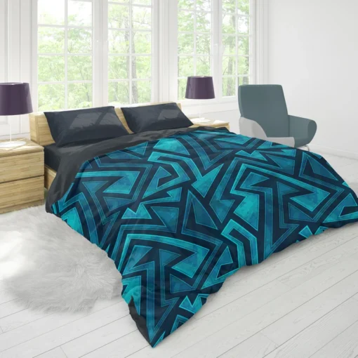 Marine Maze Texture With Grunge Duvet Cover 1