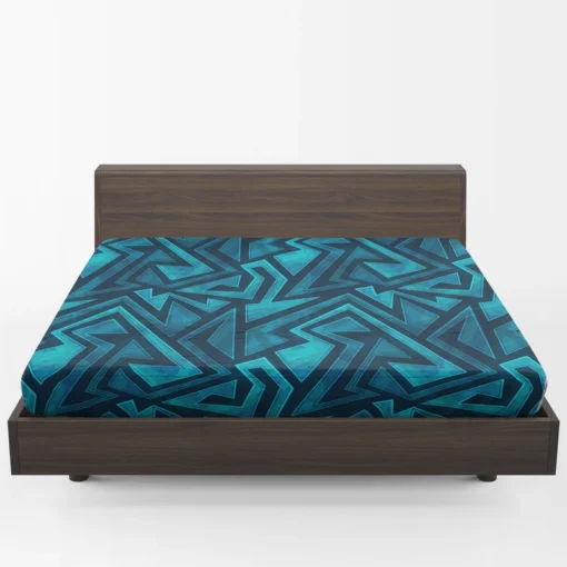 Marine Maze Texture With Grunge Fitted Sheet 1