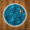 Marine Maze Texture With Grunge Round Beach Towel