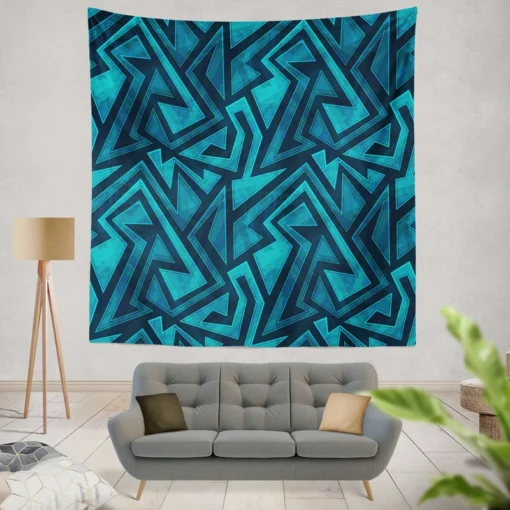 Marine Maze Texture With Grunge Wall Tapestry