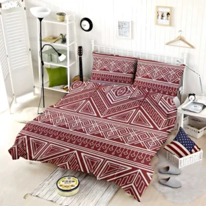 Maroon Aesthetic Songket Pattern Bedding Set