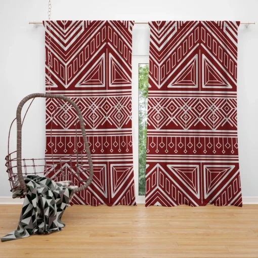 Maroon Aesthetic Songket Pattern Curtain