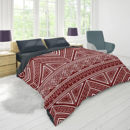 Maroon Aesthetic Songket Pattern Duvet Cover 1