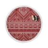 Maroon Aesthetic Songket Pattern Round Beach Towel